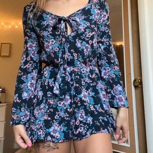 Xhilaration long sleeve floral romper